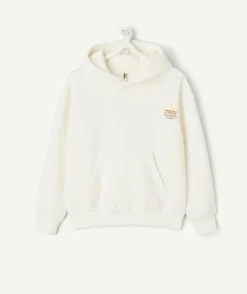 Sweat fille oversize écru imprimé