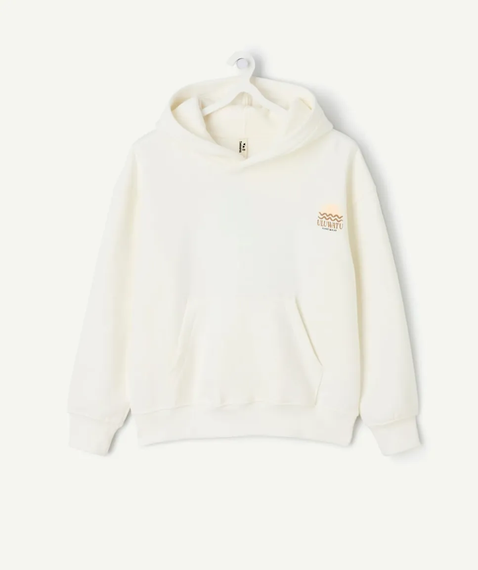 Sweat fille oversize écru imprimé