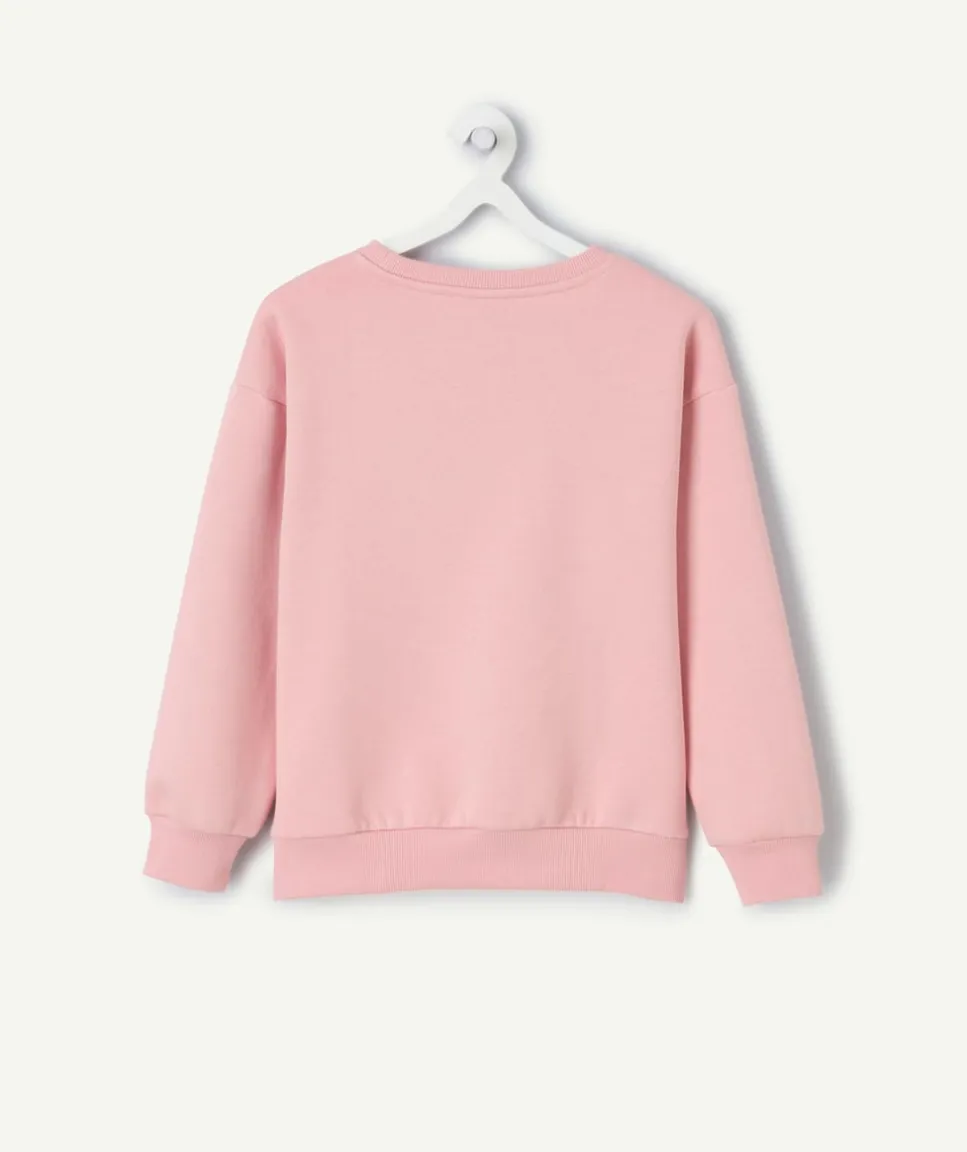 Sweat fille rose imprimé copines léopard