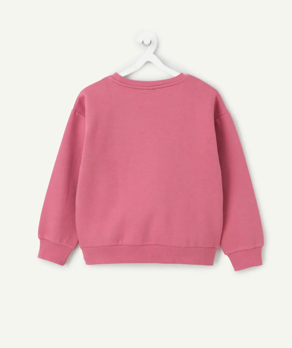 Sweat fille rose imprimé léopard