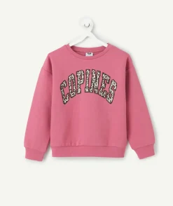 Sweat fille rose imprimé léopard