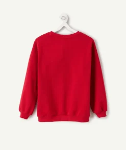 Sweat fille rouge imprimé