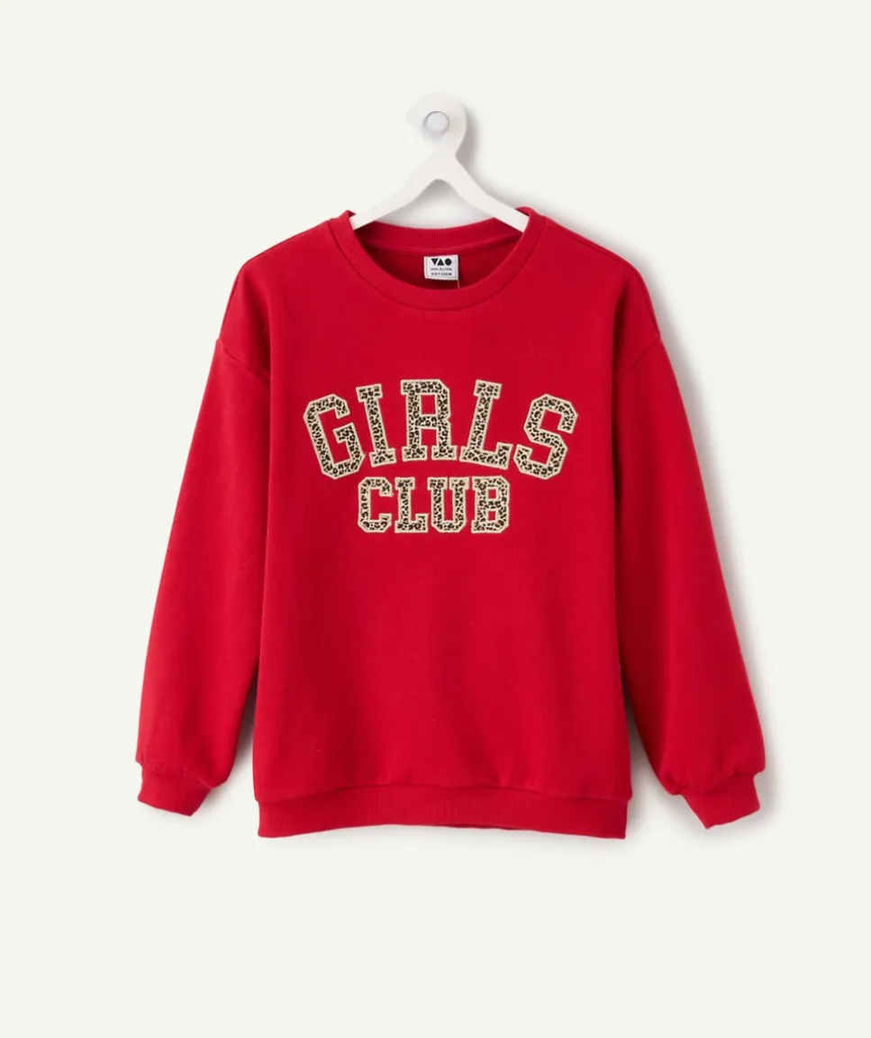 Sweat fille rouge imprimé