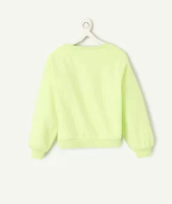 Sweat fille vert fluo avec motif 'amore'