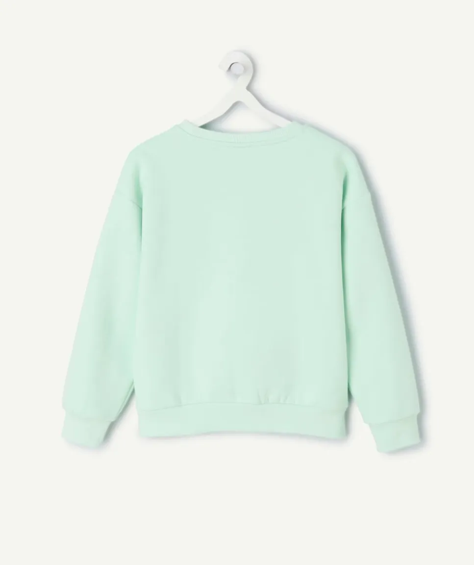 Sweat fille vert imprimé