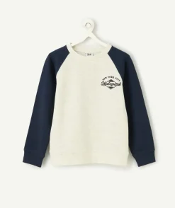 Sweat garçon blanc et bleu marine
