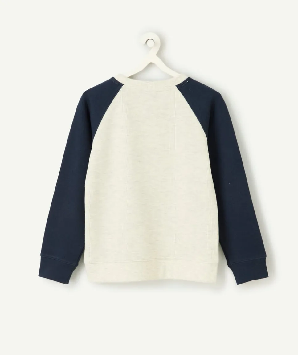Sweat garçon blanc et bleu marine