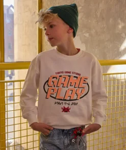 Sweat garçon blanc imprimé jeu vidéo