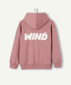 Sweat garçon à capuche rose imprimé