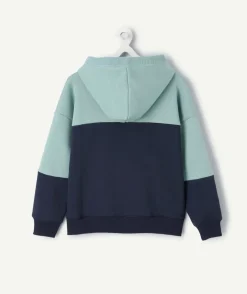 Sweat garçon colorblock à capuche