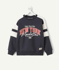 Sweat garçon colorblock noir et blanc imprimé