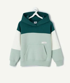 Sweat garçon droit colorblock vert