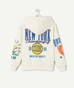 Sweat garçon droit écru imprimé