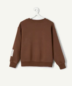 Sweat garçon droit marron imprimé