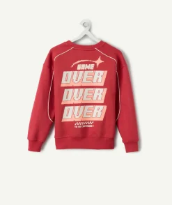 Sweat garçon droit rouge imprimé