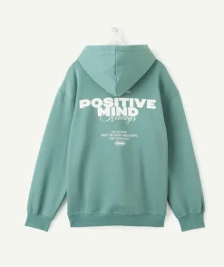 Sweat garçon droit vert imprimé