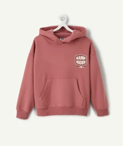 Sweat garçon droit vieux rose imprimé