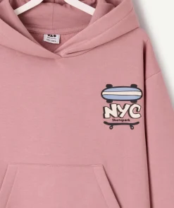 Sweat garçon droit vieux rose imprimé