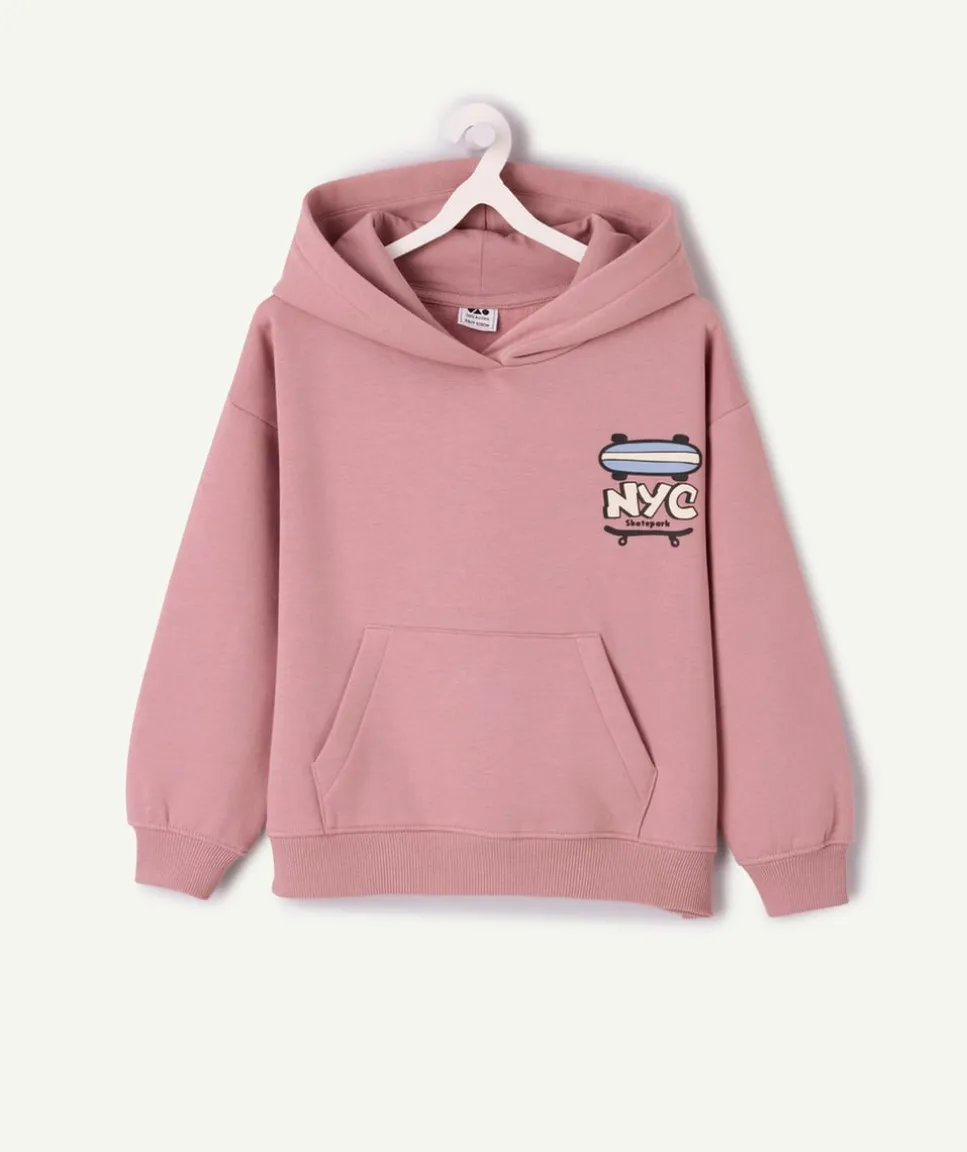 Sweat garçon droit vieux rose imprimé
