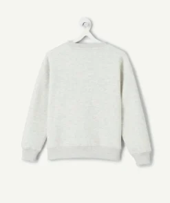 Sweat garçon gris message relief