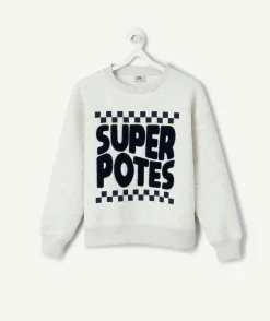 Sweat garçon gris message relief
