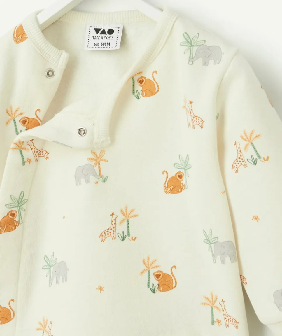Sweat garçon naissance imprimé animaux