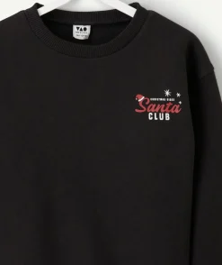 Sweat garçon noir imprimé noël