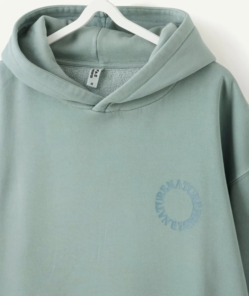 Sweat garçon oversize vert imprimé
