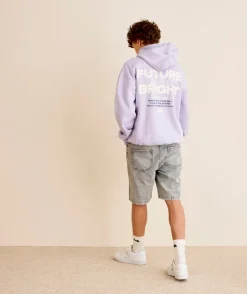 Sweat garçon oversize violet imprimé