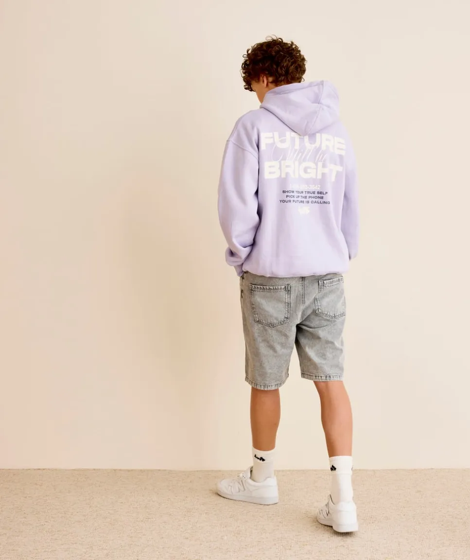 Sweat garçon oversize violet imprimé