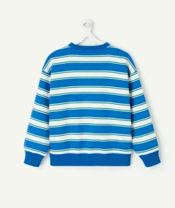 Sweat garçon rayé bleu