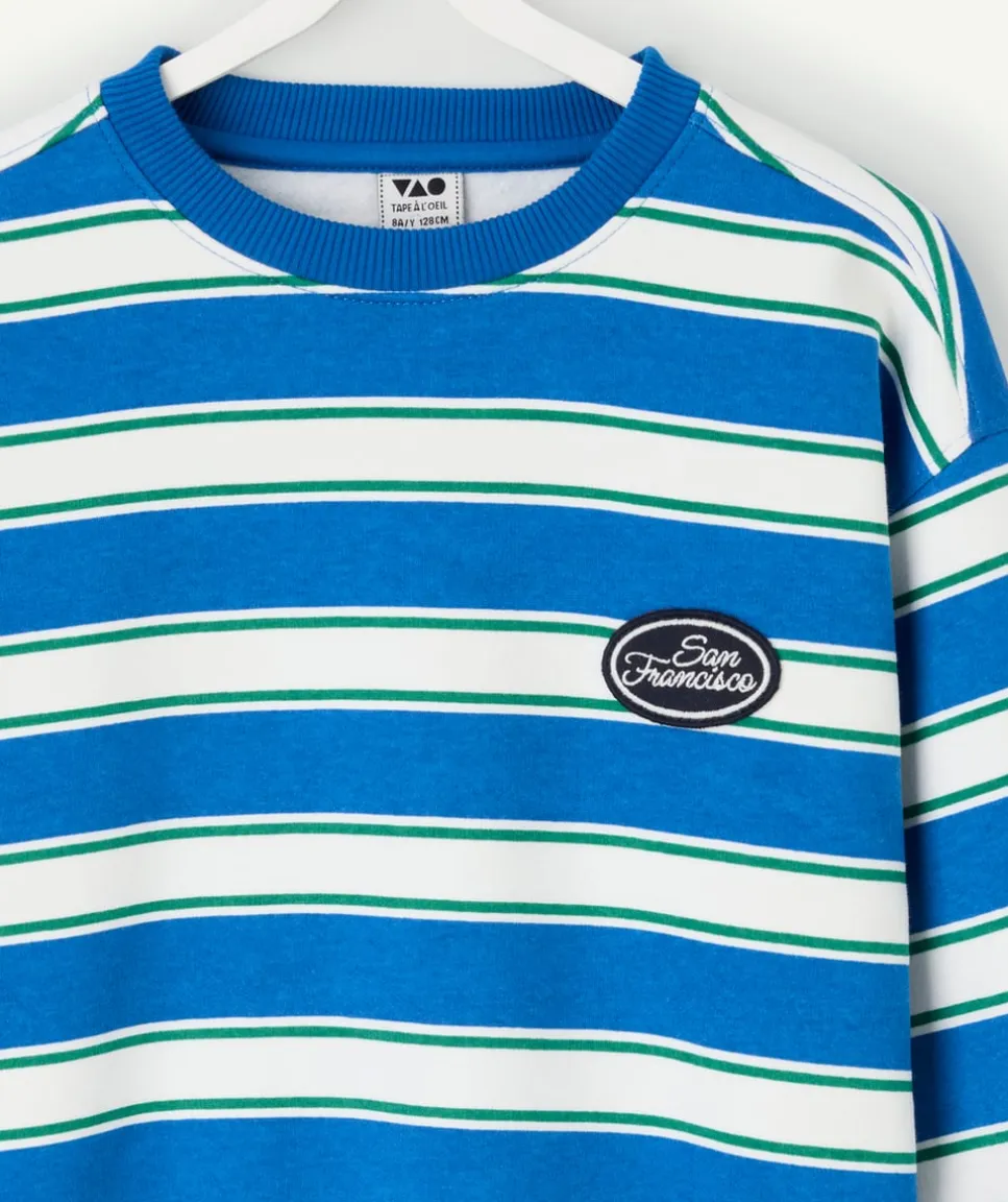 Sweat garçon rayé bleu