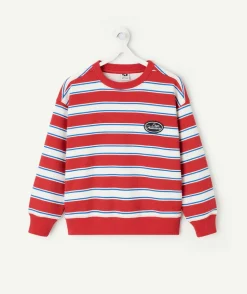 Sweat garçon rayé rouge
