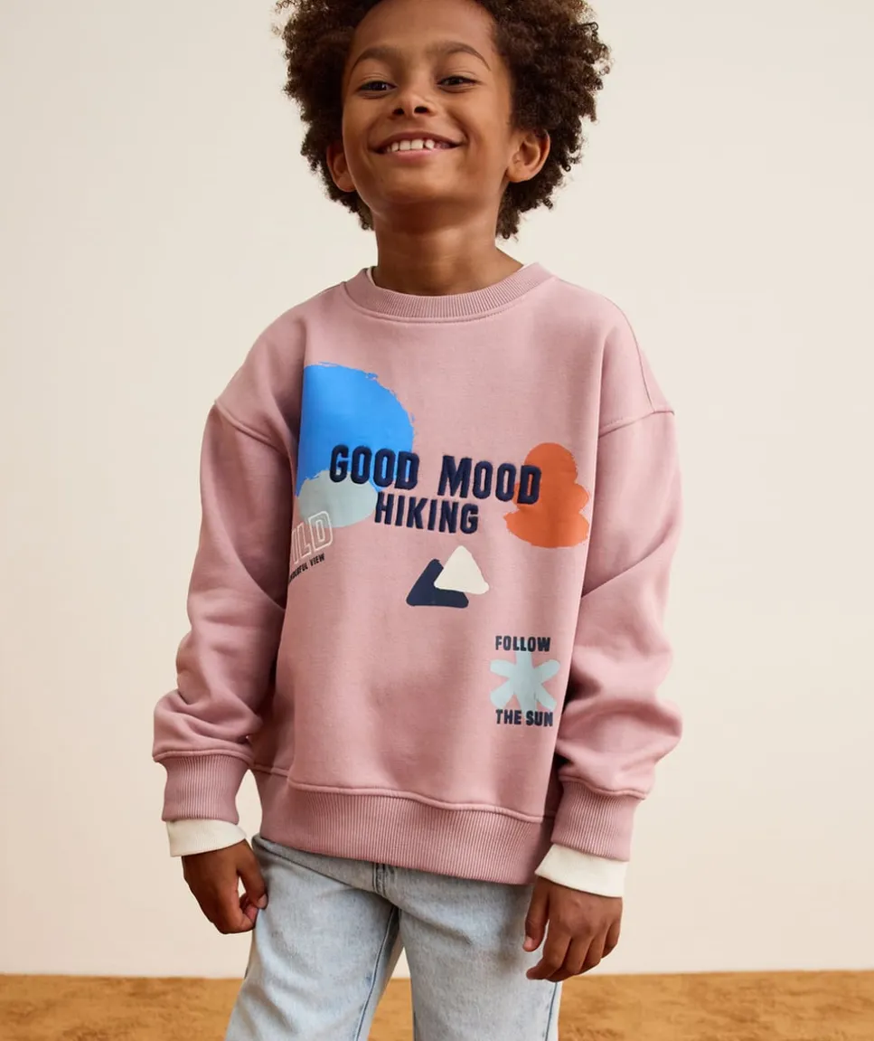 Sweat garçon rose imprimé message