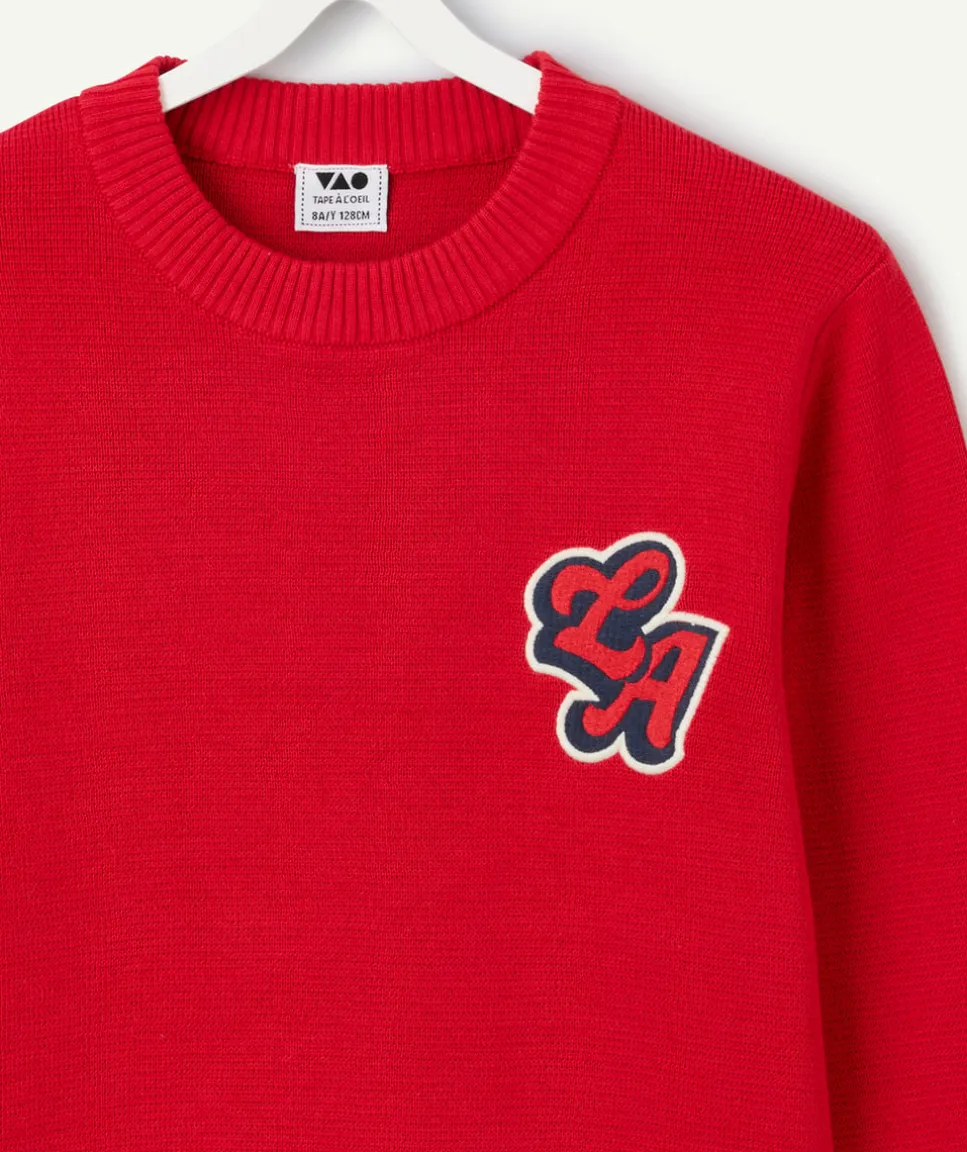 Sweat garçon rouge avec patch