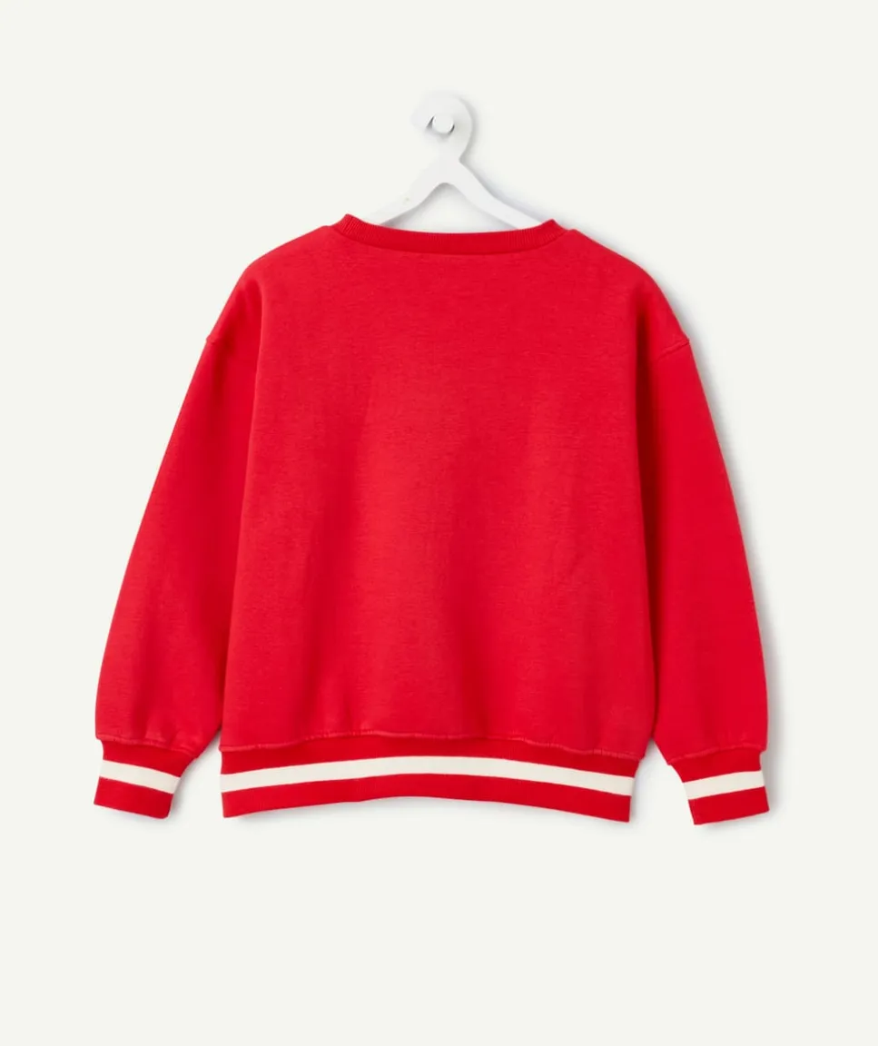 Sweat garçon rouge imprimé blanc