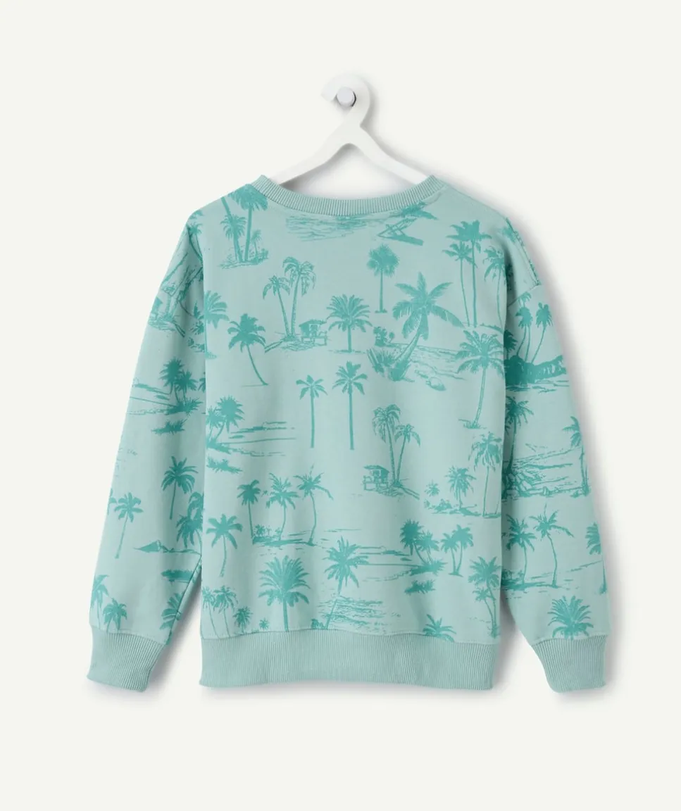 Sweat garçon vert imprimé palmiers