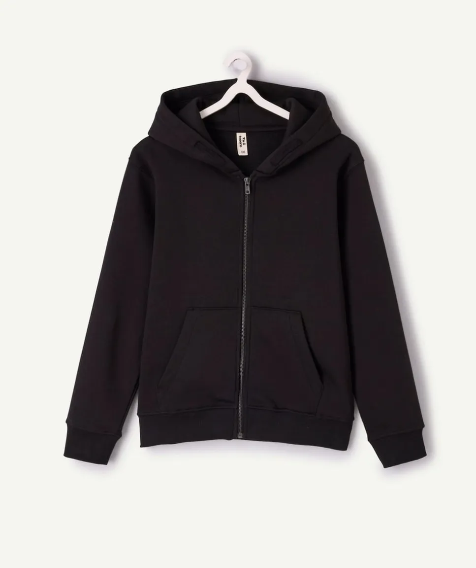 Sweat garçon zippé noir imprimé