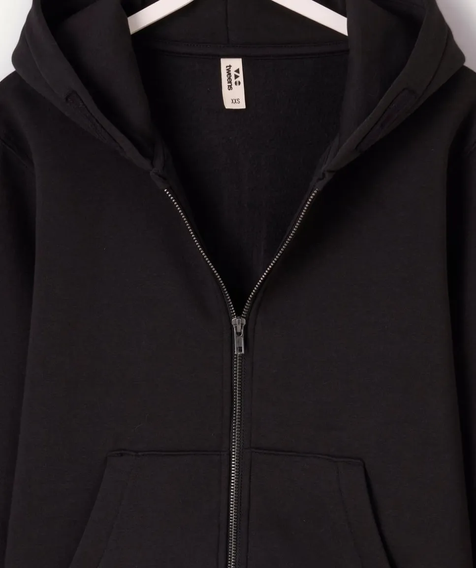 Sweat garçon zippé noir imprimé