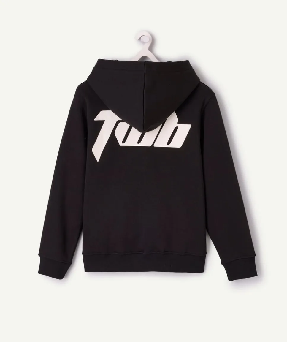 Sweat garçon zippé noir imprimé
