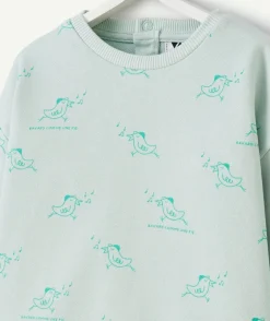 Sweat manches longues bébé garçon 100% coton imprimé oiseau