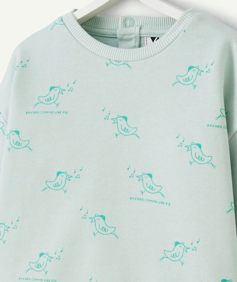 Sweat manches longues bébé garçon 100% coton imprimé oiseau