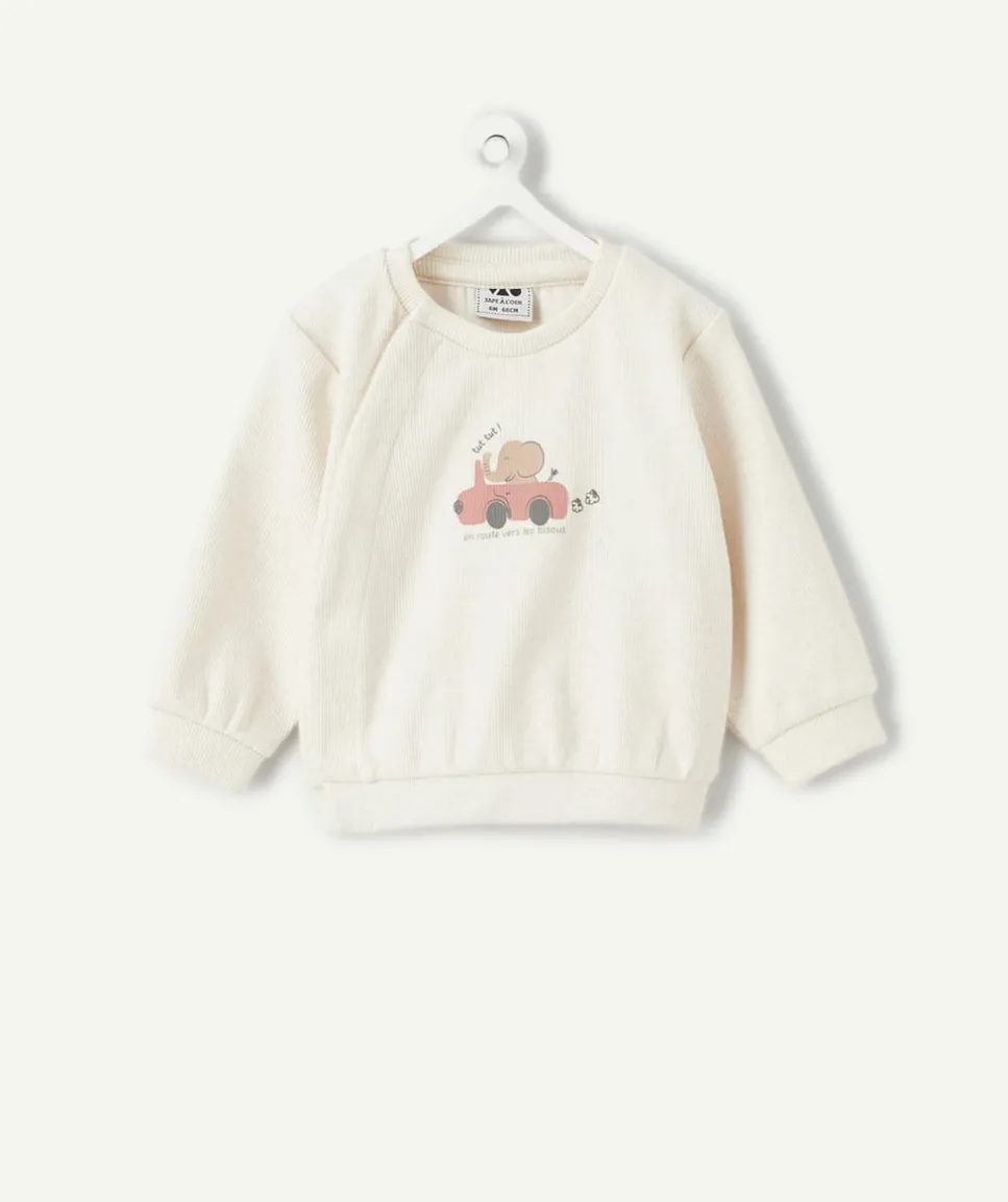 Sweat naissance garçon blanc imprimé éléphant