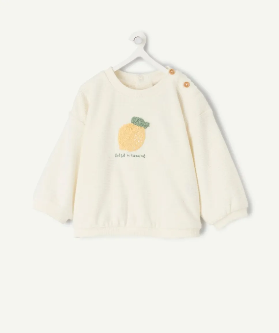 Sweat naissance garçon écru imprimé fruit