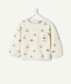 Sweat naissance garçon imprimé crème