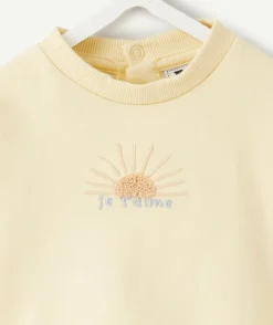 Sweat naissance garçon jaune imprimé message