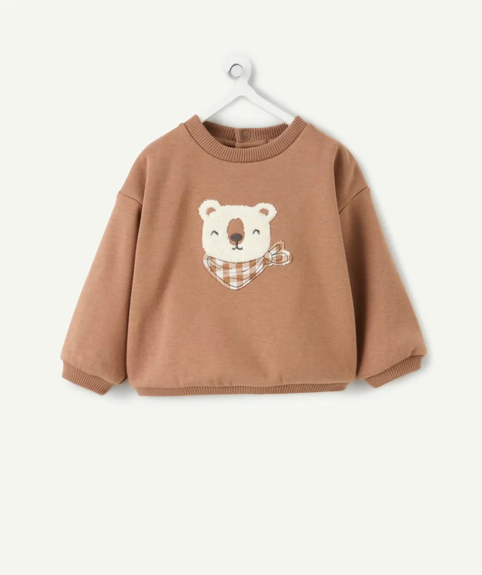 Sweat naissance garçon marron imprimé ours