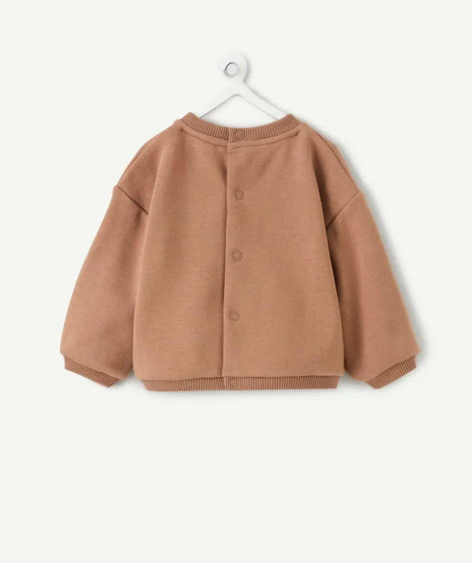 Sweat naissance garçon marron imprimé ours