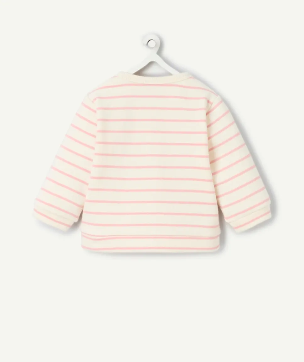 Sweat pour nouveau-né blanc et rose à rayures