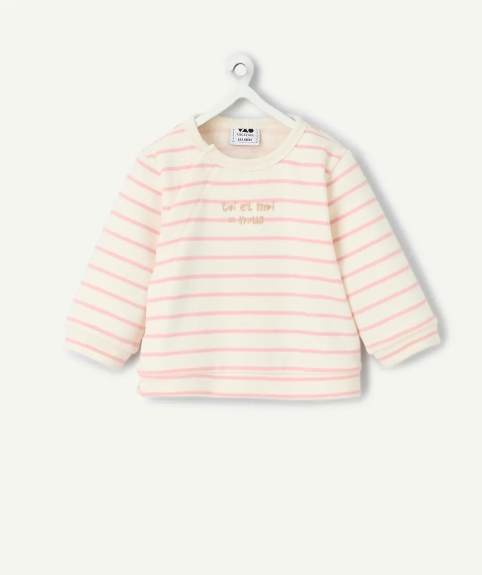 Sweat pour nouveau-né blanc et rose à rayures
